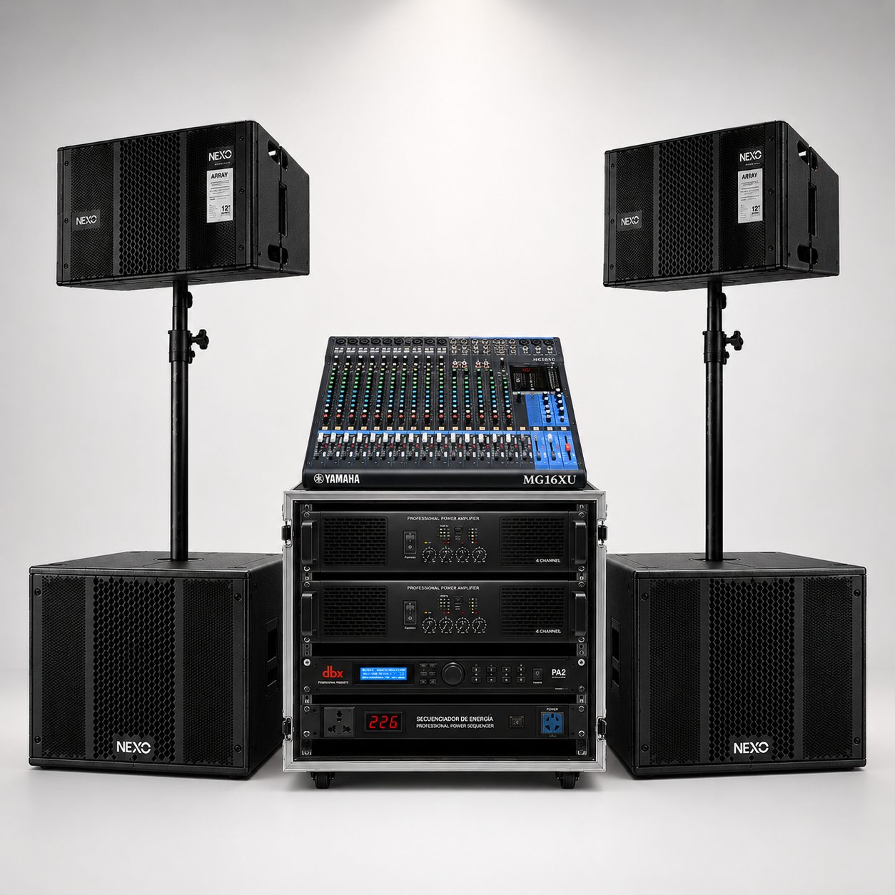 Combo Pasivo NEXO 2 Torres Consola Power y Micrófonos 7000Watts Combo Pasivo NEXO 2 Torres Consola Power y Micrófonos 7000Watts - Imagen 1