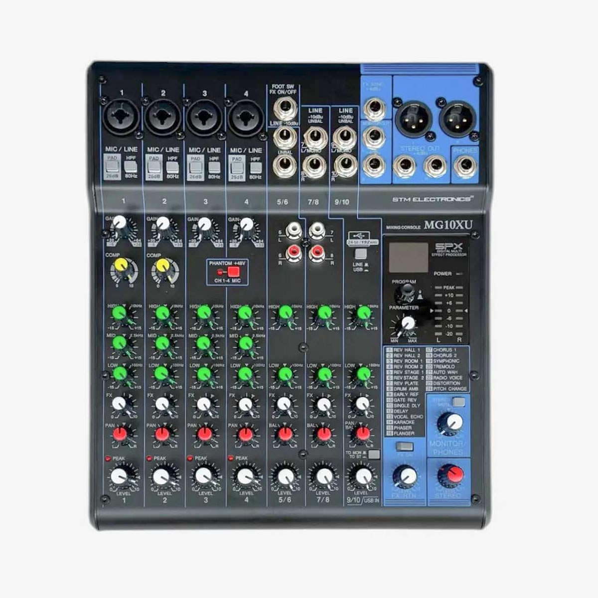 Mezcladora 10 Canales con Procesador de Efectos STM ELECTRONICS MG-10XU - Imagen 1