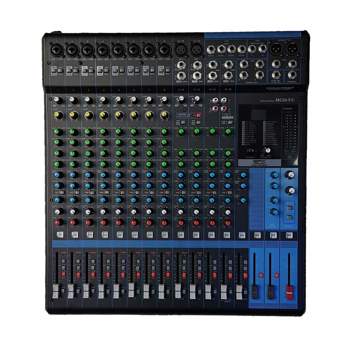 Mezcladora 12 Canales con Procesador de Efectos STM ELECTRONICS MGX-16U - Imagen 1