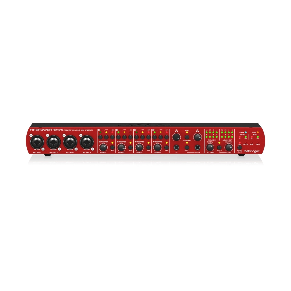 Interfaz de Audio 24-Bit 96 kHz FireWire USB MIDI 16 Entradas Behringer FCA1616 - Imagen 2