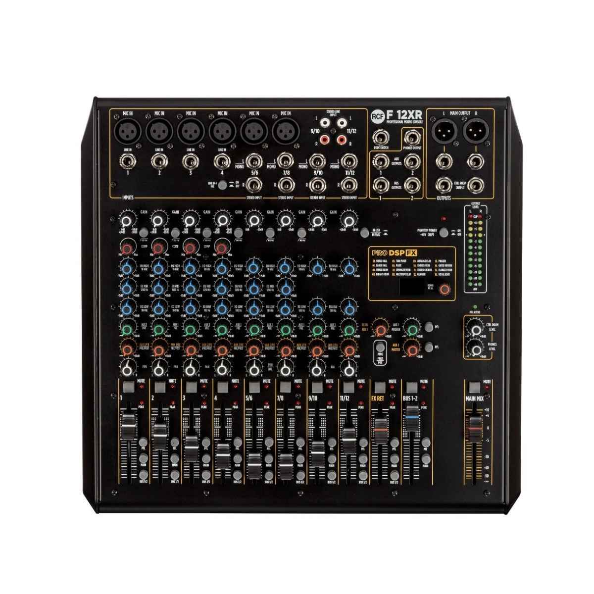 mixer_12_canales_con_efectos_e_interfaz_grabación_reproducción_vía_usb_rcf_f_12xr(1) RCF F 12XR | Mixer 12 Canales con Efectos e Interfaz USB - Imagen 1